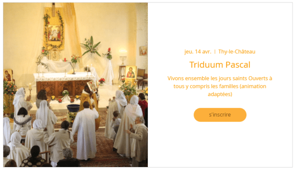 Annonce Triduum Pascal Communauté Béatitudes 2022