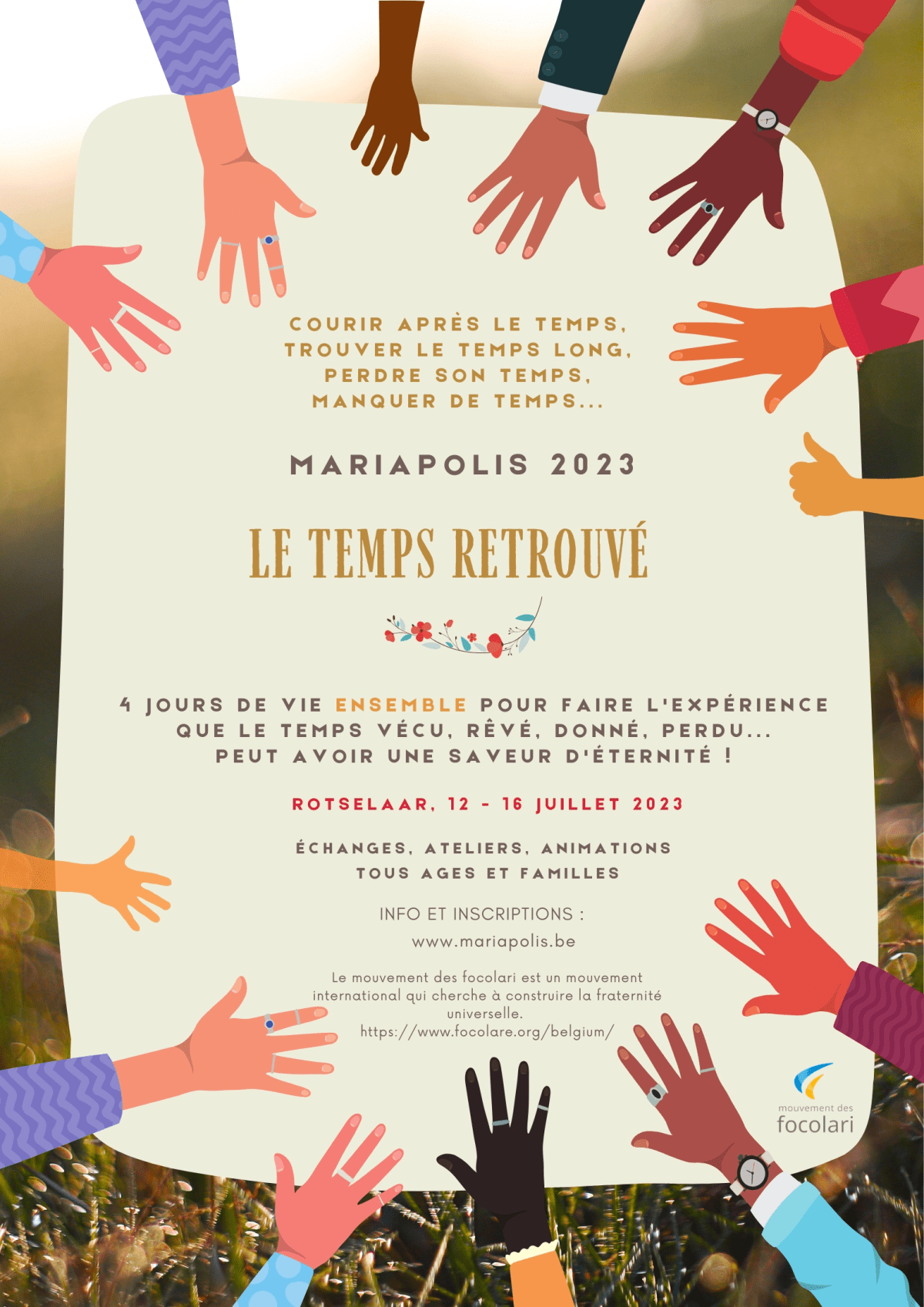 12 au 16 juillet 2023 – Mariapolis (focolari) – Le temps&nbsp;retrouvé