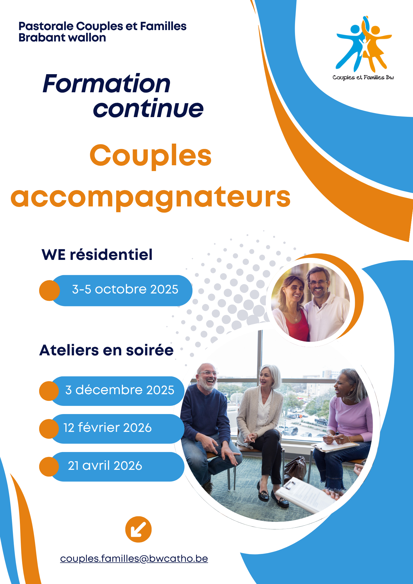 Les Couples Accompagnateurs bénéficient d'une formation continue. Celle-ci leur permet de développer certaines aptitudes ou de s'informer sur différents sujets tout en échangeant avec les autres CA.